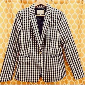Banana Republic Blue/White Checked Blazer Size 6